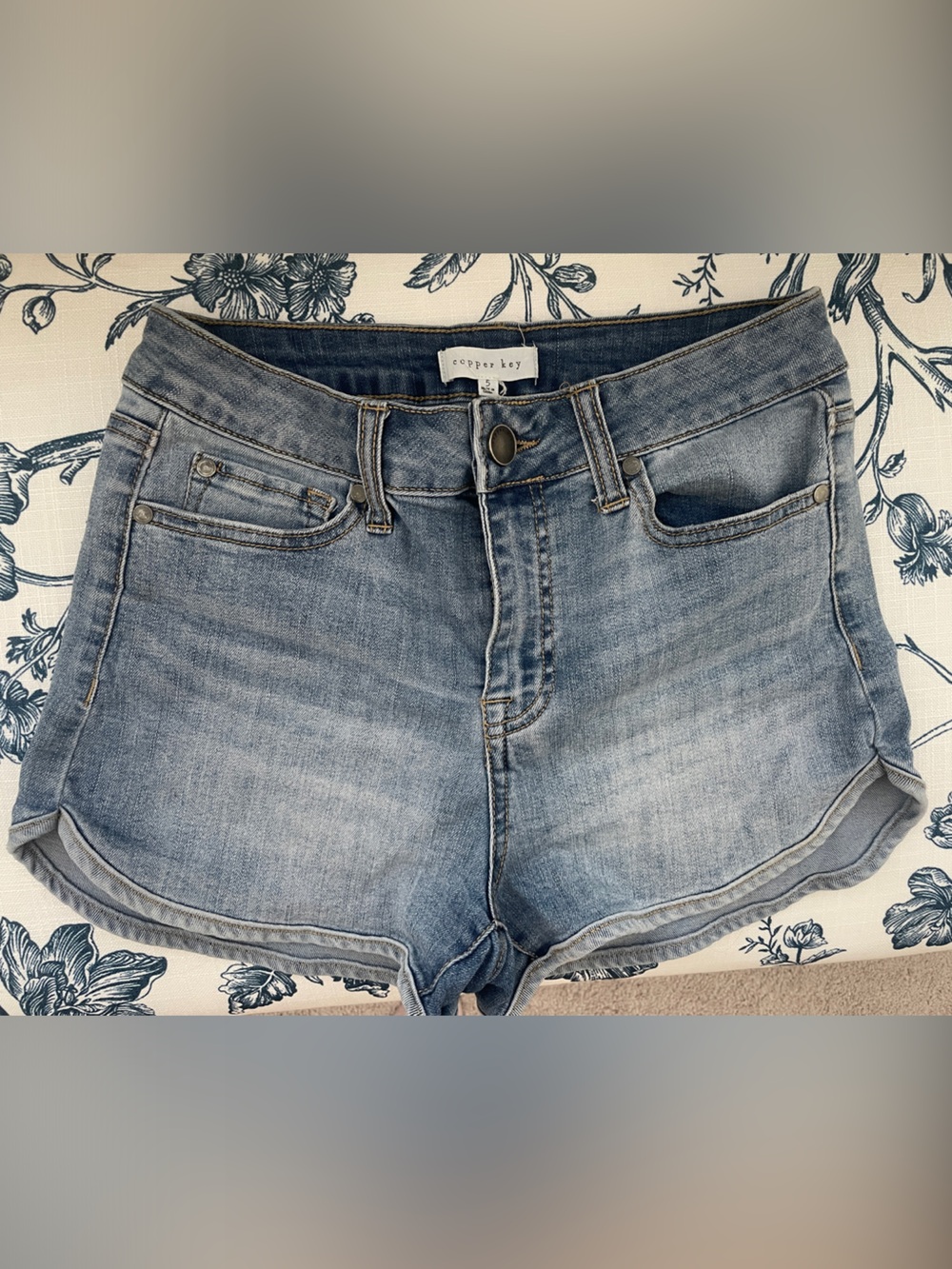 Copper Key Light Blue High-Waist Denim Shorts